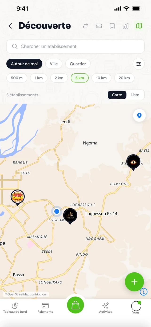 Découverte : les établissements autour de moi sur la carte