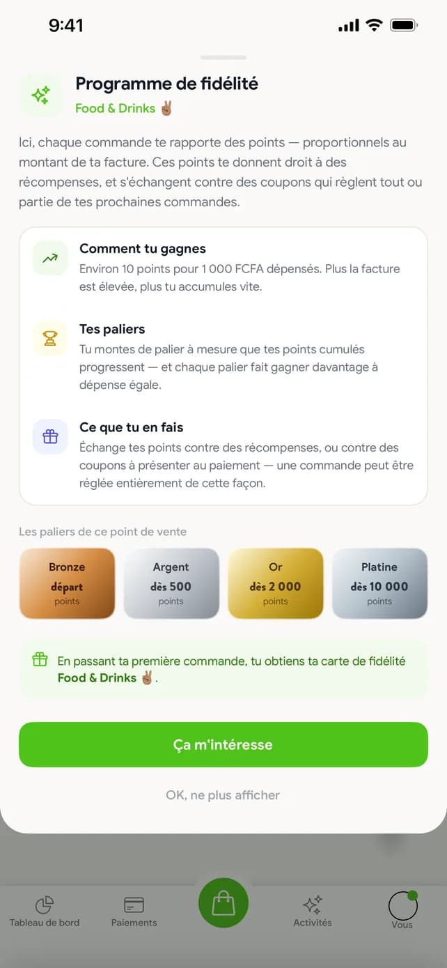 Programme de fidélité : points et paliers